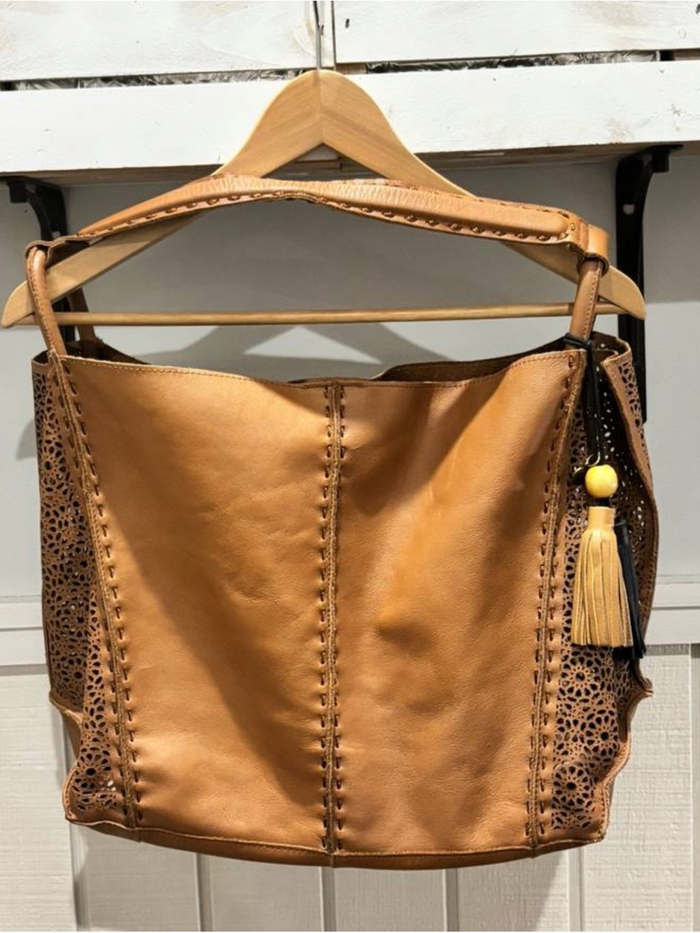 The Sak Laser-Cut Leather Hobo in Cognac - Picture 7 of 10
